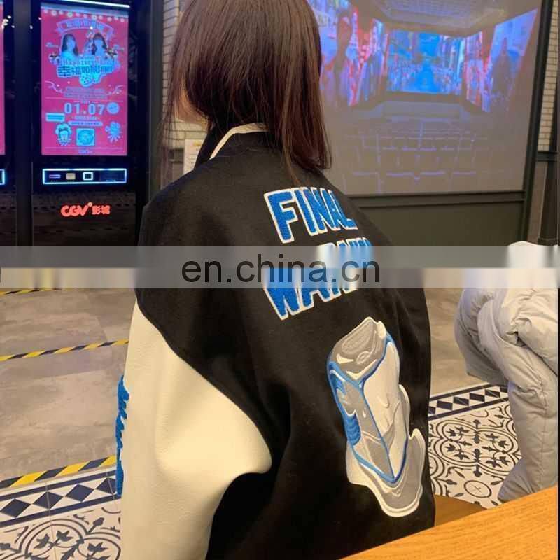 2021 new autumn American baseball uniform jacket women's ins ice cube loose jacket couple jacket