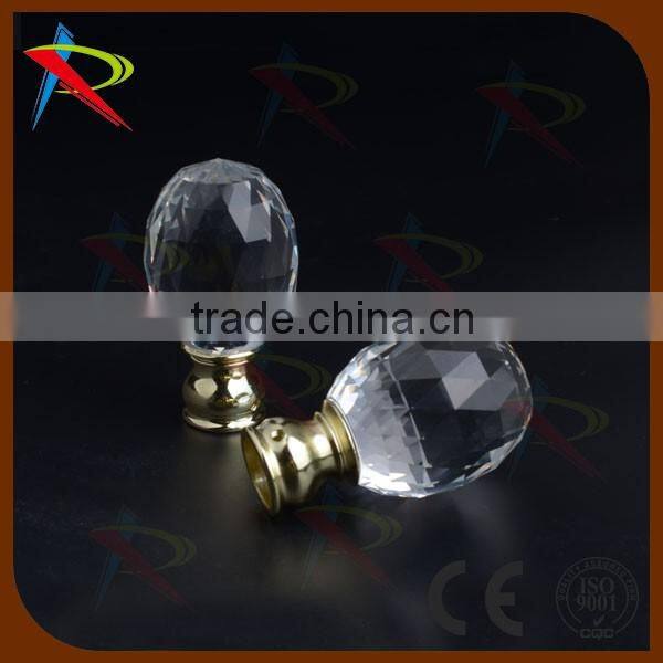 1.1-2.1m Antique Brass 19mm Metal extend Window Curtain Pole Crystal Glass Finial