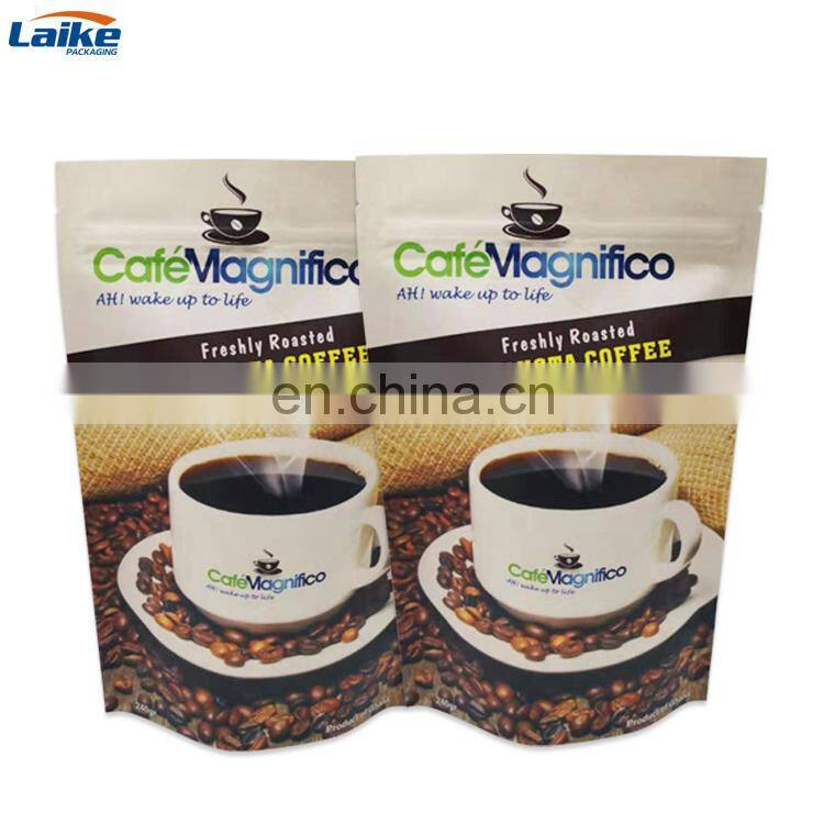 factory custom laminated durable coffee zipper bag design resealable coffee packaging bag with valve