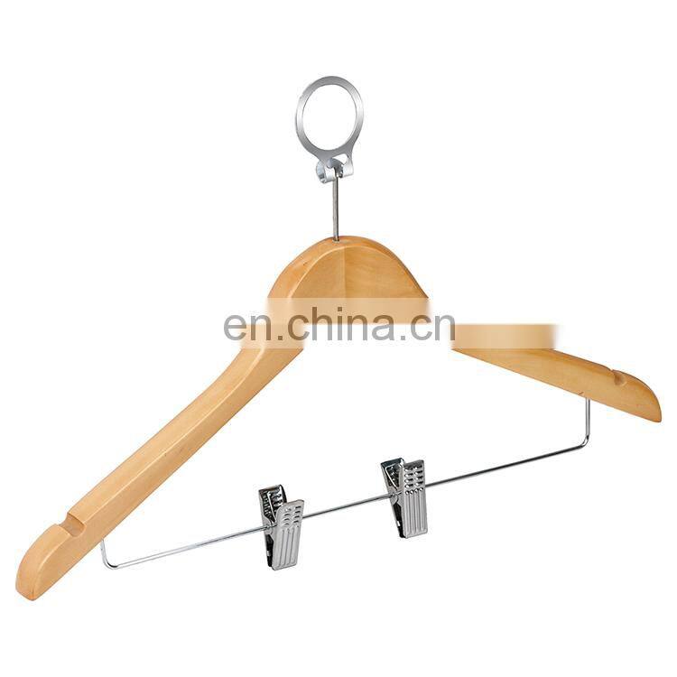Standard hotel custom Logo natural suit jacket coat clothes wooden hangers ,anti-theft YKL-YJHM003
