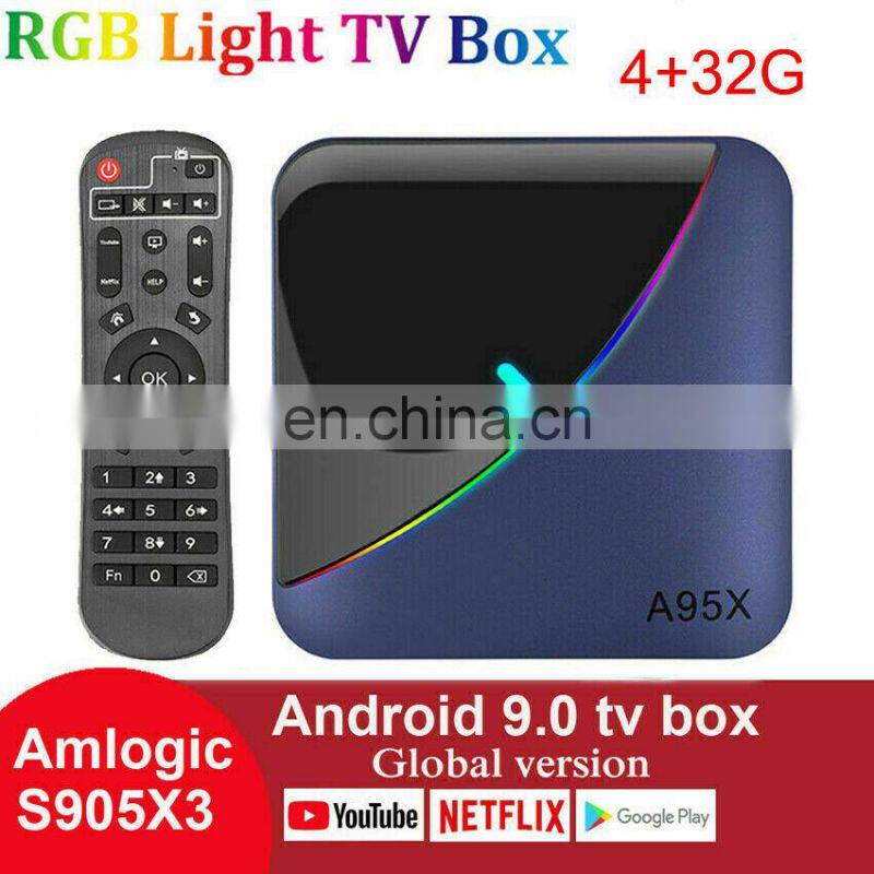 A95X F3 Amlogic S905X3 Android9.0 Dual WIFI 2gb/4gb ram 16gb/32gb/64gb ROM Private Unique RGB Light Android 9.0 TV Box