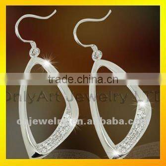 shiny hot selling fashion design good quality butterfly-shap 925 sterling silver cheap earrings and AAA zircon paypal acceptable