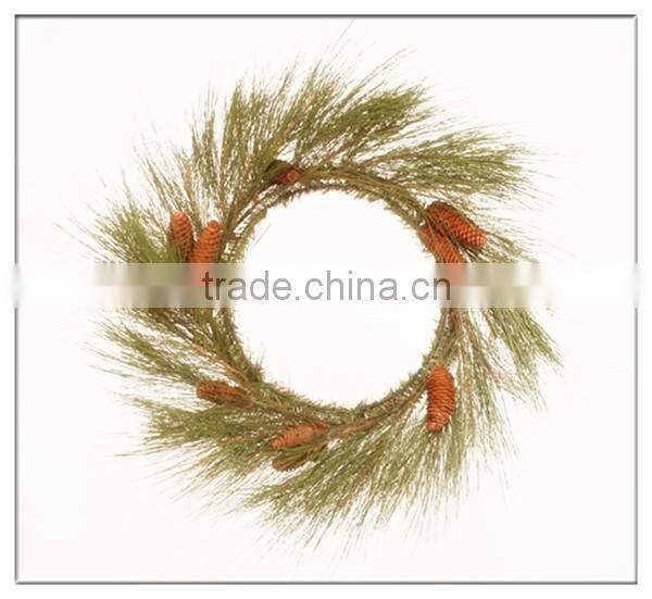 18" christmas pinecone wreath with flower and fruit/white berry christmas wreath