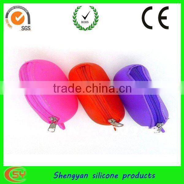 Pink siicone coin pouch with zipper