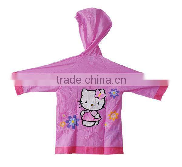Wholesale Cute Hooded Waterproof Kids Plastic Raincoat Pink