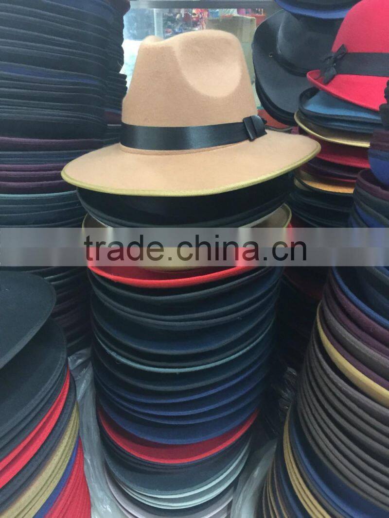 Large Brim Ribbon Fixed Man Women Stage Performance Fedora Jaz Hat