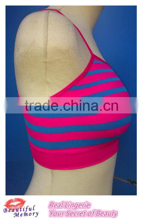 Fashion Seamless Sport Bra, Shdow Stripe Printed
