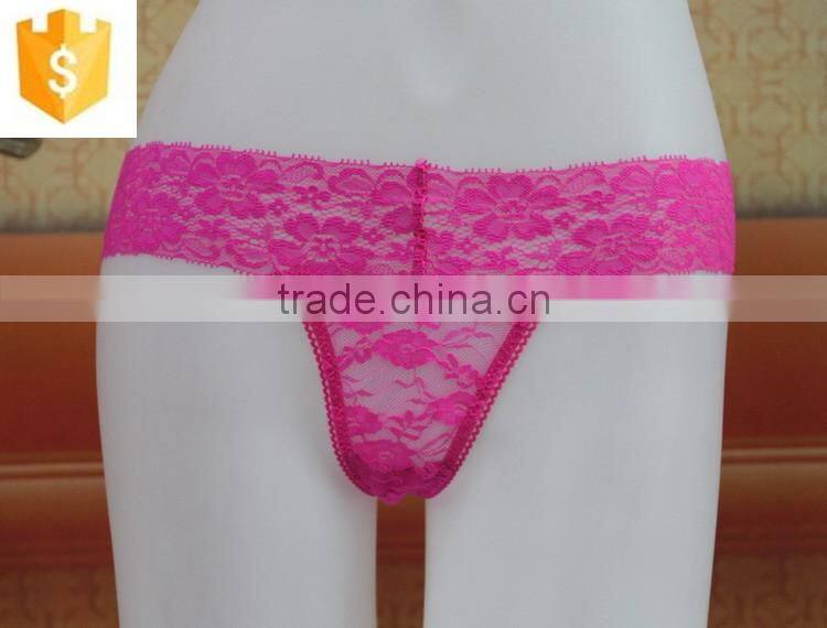 Comfortable Sexy Hot Sell Lace Pink Thongs Underwear Panty