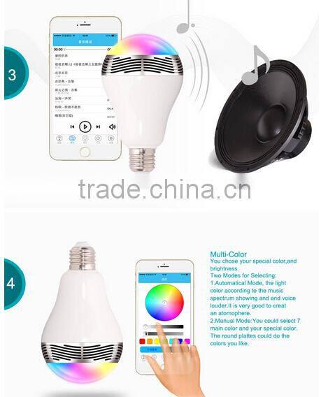 2015 new products led bulb bluetooth speaker controller support ios/android wholesale