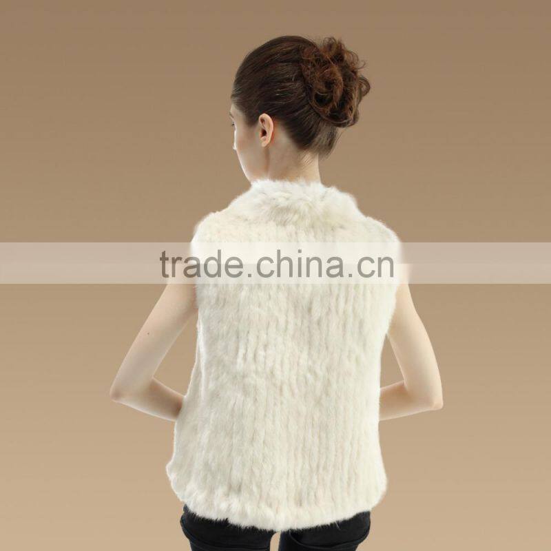 Wholesale 2015 Irregular Style Charmful Real Women Knitted Rabbit Fur Vest