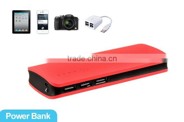 Portable and Colorful Power Bank with high capacity 10000mAh and 3 USB port