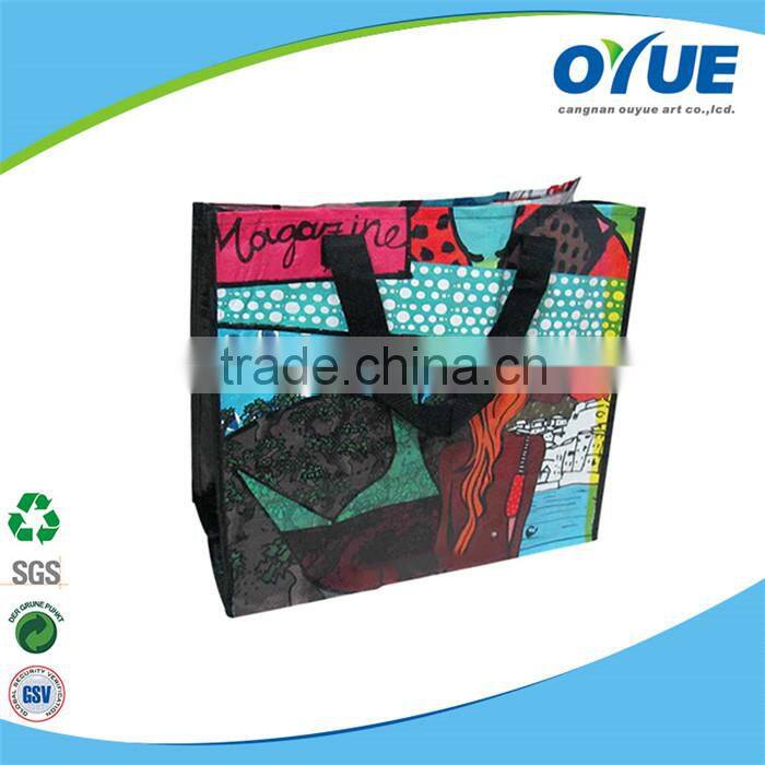 Hot promotional Handled 100% recycled pp woven bag