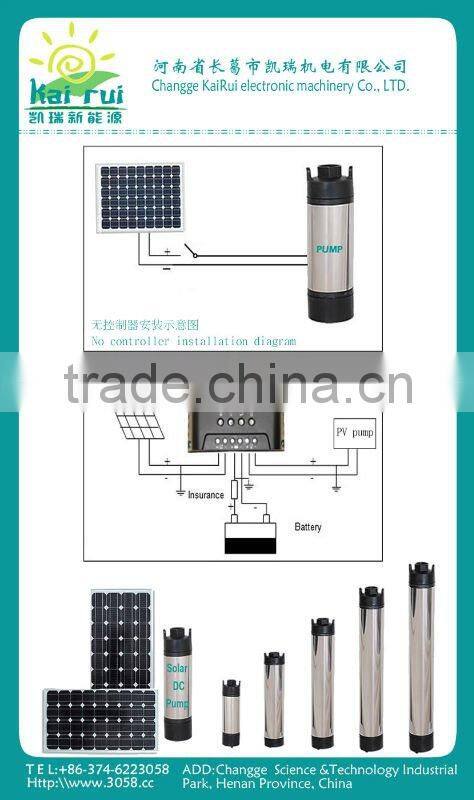 DC24V lift solar pump for water system 10-100m height / high quality submersible solar pump /