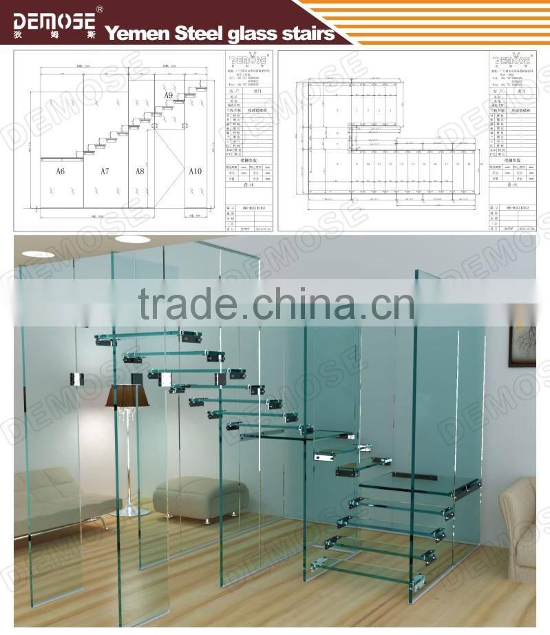 used metal stairs steel structure stair / wood steps for indoor stairs