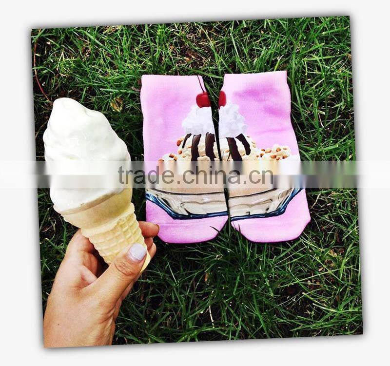 fashion children kids high quality 3d digital full print colorful ankle socks sports unisex custom hot sale stretch spandex