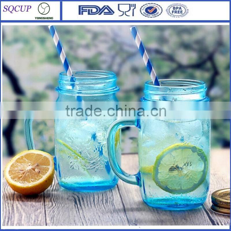 Wholesale Glass Mason Jar With Engraved Logo/Transparent Mason Jar Bottle With Metal Lid and Straw
