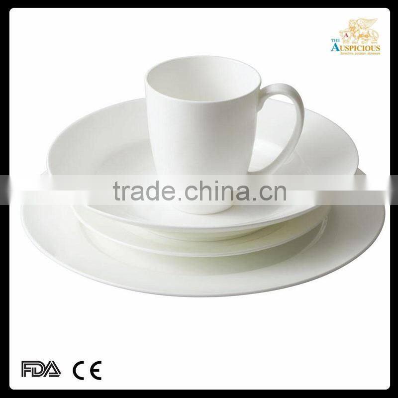 bone china 16 pcs white body dinnerware set with soup plate