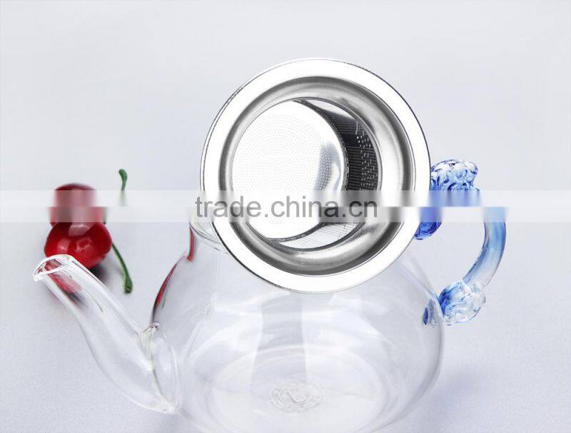 hot new products for 2015 color glass tea kettle with stainless steel strainer