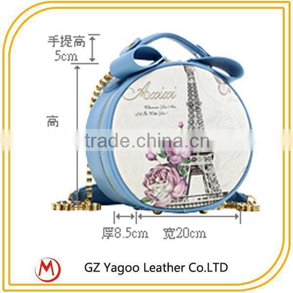 Round Shoulder Bag Color Printing Paris Hand Bags
