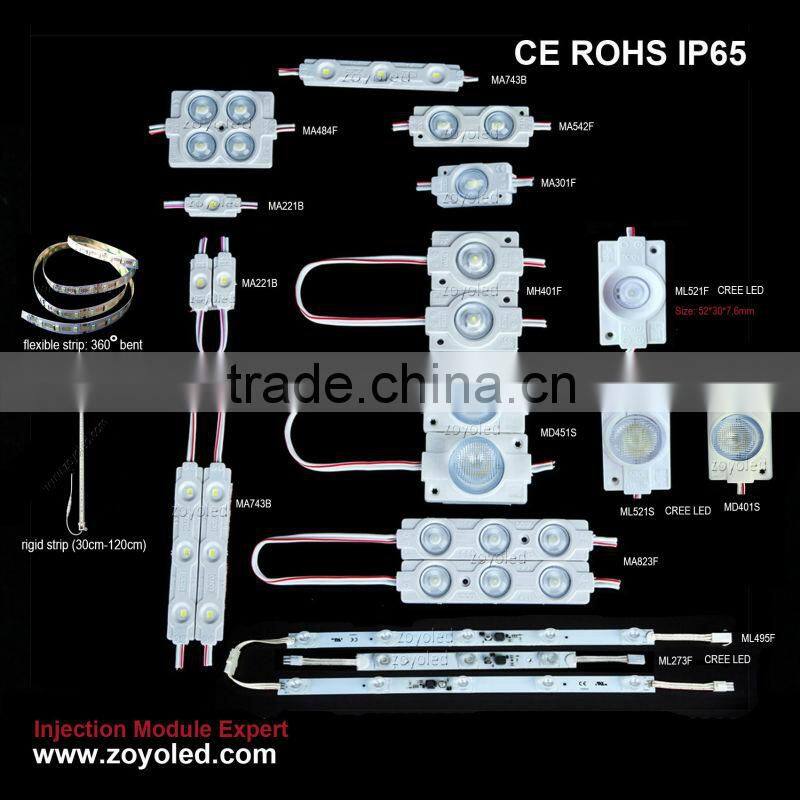 US Japan Korean chip 2W front emitting smd2525 led module with optical lens