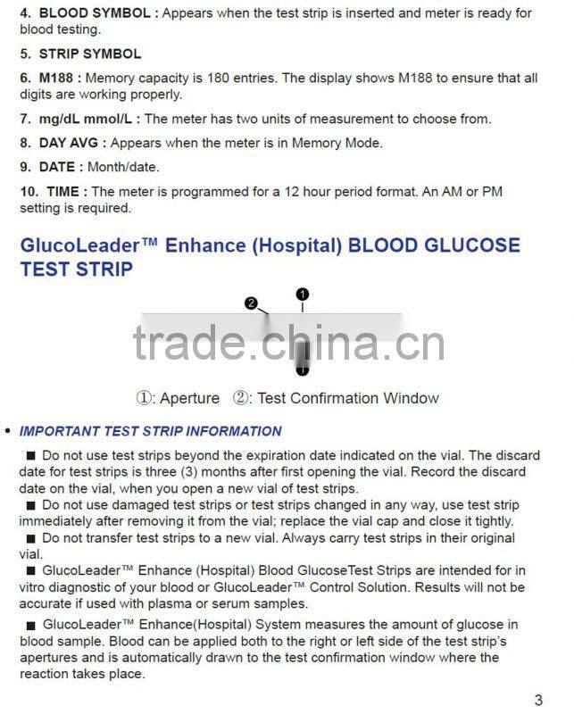 180 test memory with date and time and PC downloading FDA certificate new blood glucose meter Enhance Result in only 8 seconds