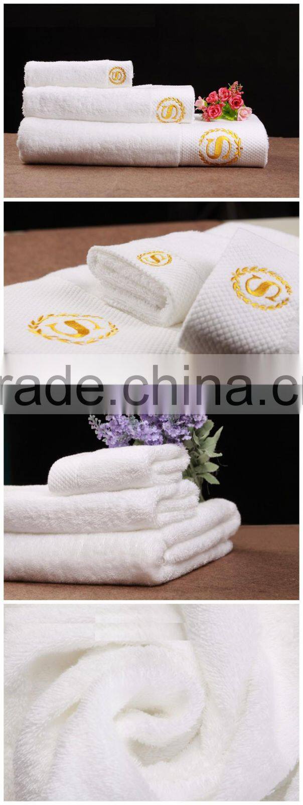 manufacturers white 100% cotton high quality 5 star 100% cotton hotel towels with embroidery logo