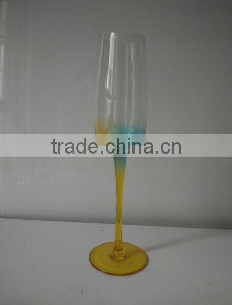 Yellow Base Glass Champagne Flute Bar Use Colored Champagne Glass Cup Goblet Colored Cup Goblet Glass Champagne Flute