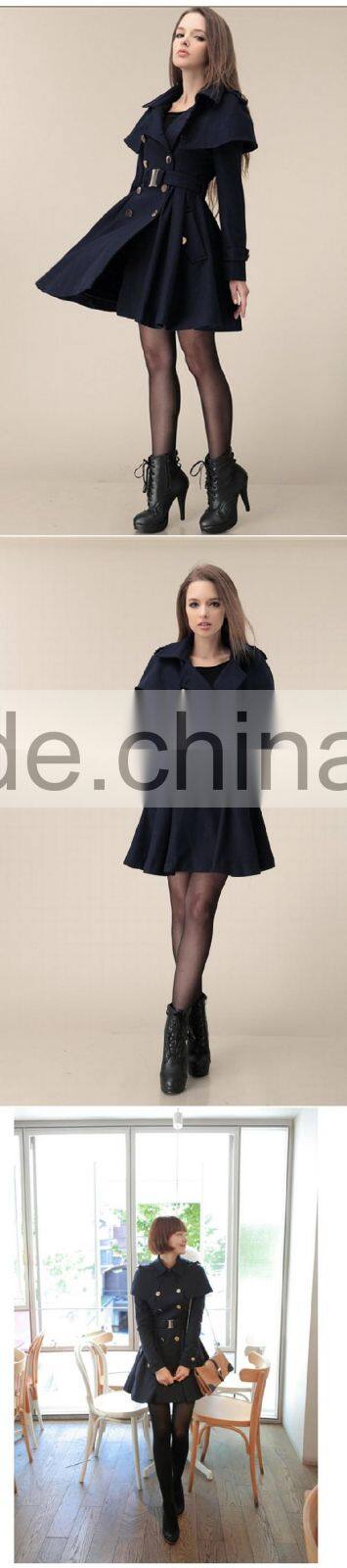 Young fashion wool ladies long coat design