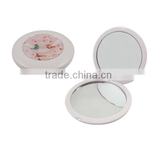 Small pocket cosmetic mirror with epoxy / Useful double sides cosmetic mirror with big crystal on cap