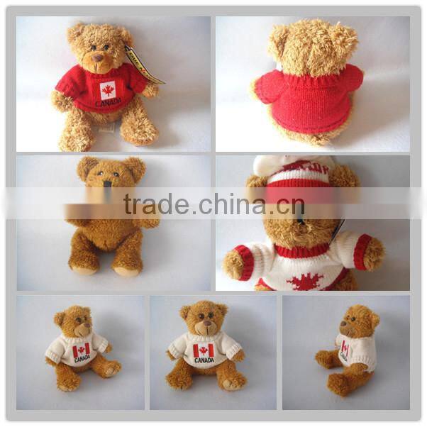 best quality CE EN71 standard white sweater brown teddy bear plush