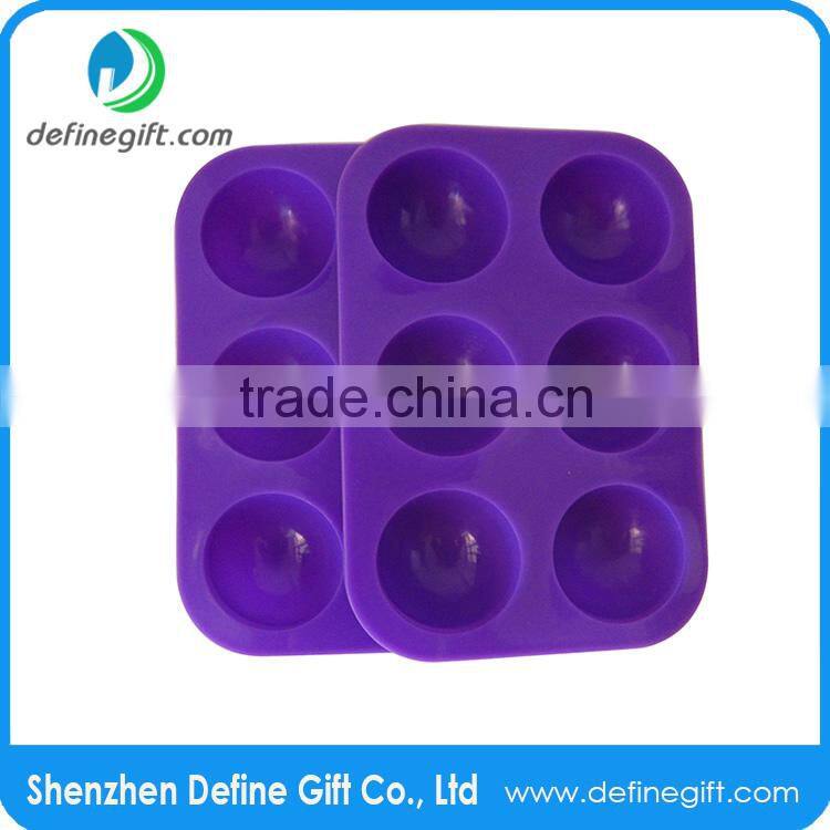 6 Hole Half Sphere Round Ball Shape Jelly Ice Candy Muffin Silicone Cupcake Mold