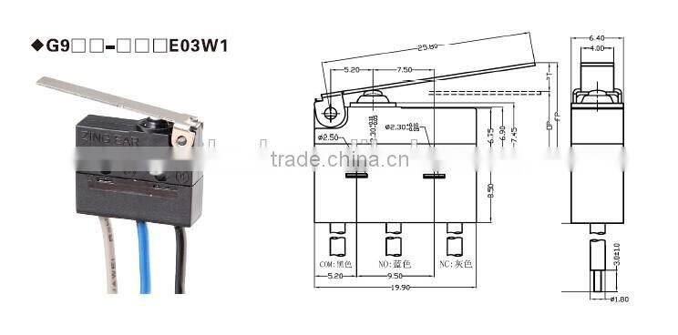 G9 sealed subminiature micro switch IP67