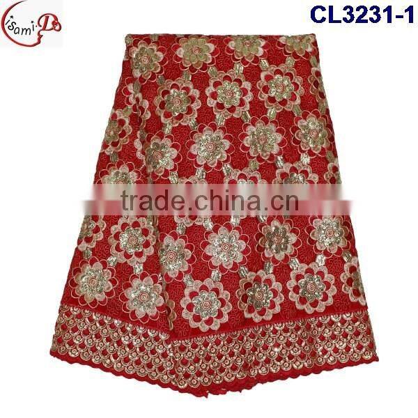 CL3231 for chtistmas sale latest fashion design embroidery george lace high quality soft materail for making women dress