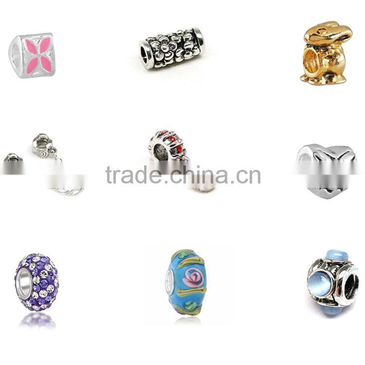 European Crystal Charms Beautiful Pattern Crystal Murano Glass Big Hole Beads Wholesale