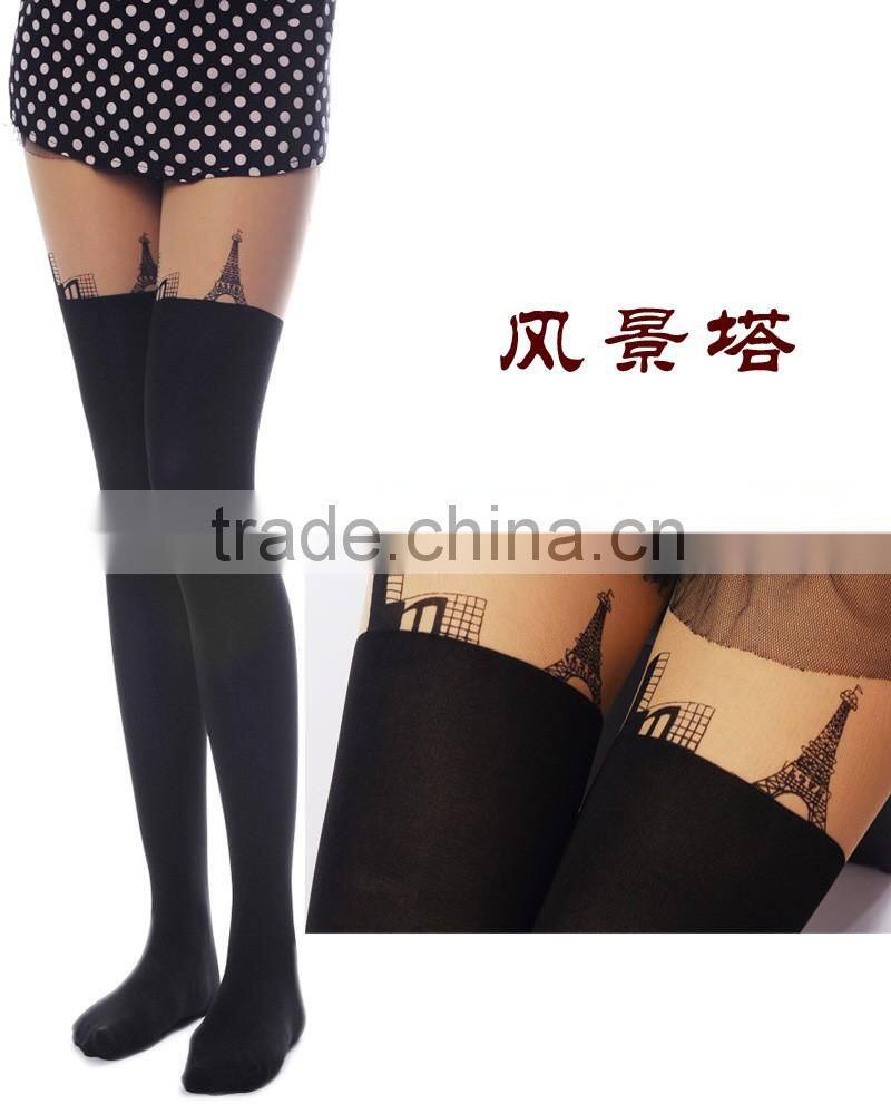 WONDQ Jacquard Cat Tattoo Thermal Japanese Girls Tights Pantyhose