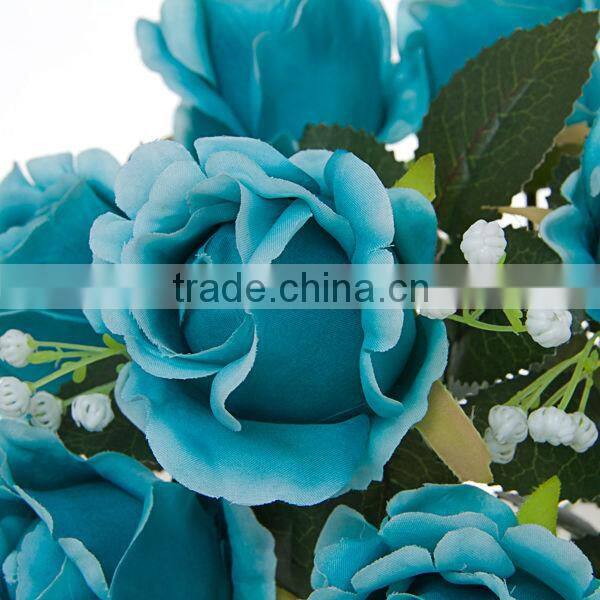 wholesale 7 heads blue wedding decoration flower description rose flower