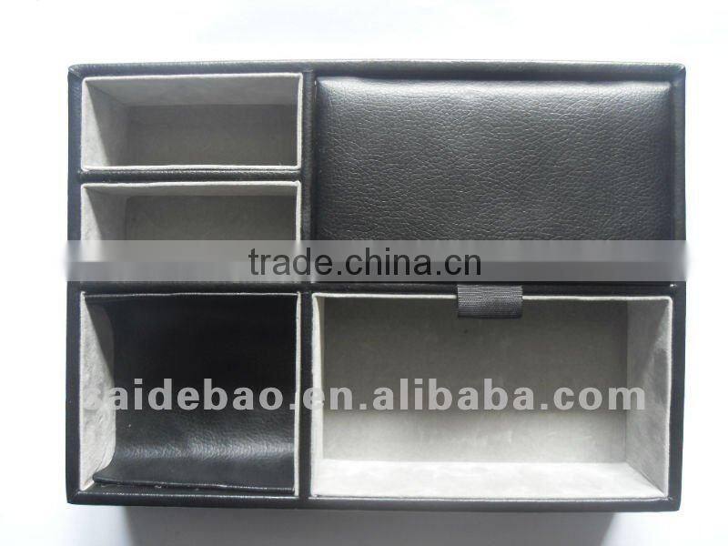 faux leather and fabric desktop organizer