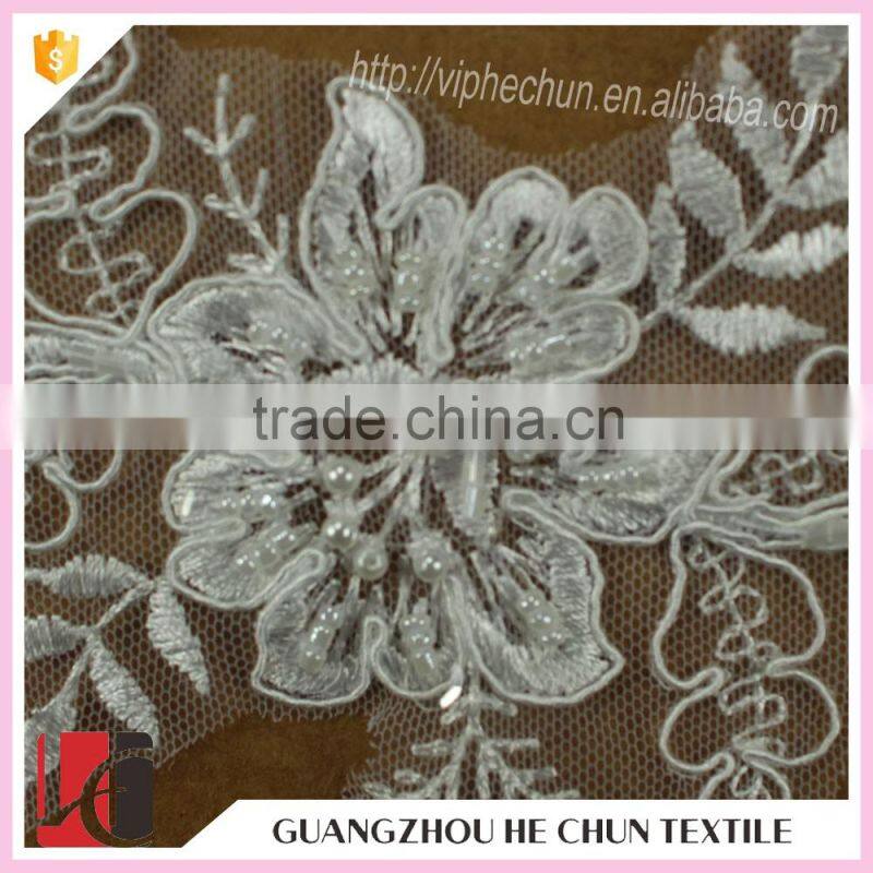HC-2092-1 Hechun Embroidery Beading Pearl Designs Flower Lace Appliques