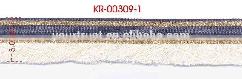 Blue Denim Gold Metallic Ivory Cotton Braided Decorative Trim for apparels