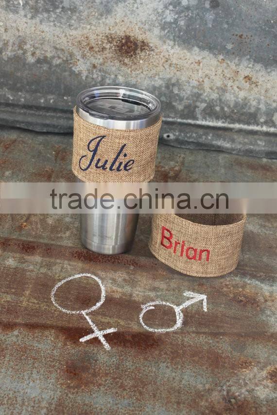 burlap can holder bags cozy wrap insulated outdoor drink holder