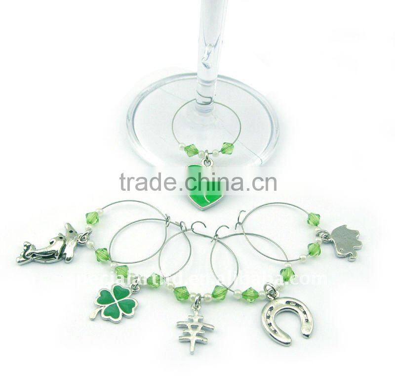 wholesale metal lucky theme wine bottle charms