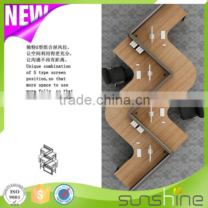 KU-SK6 Modern Curved Office Desk Workstation Partitions Commercial Office