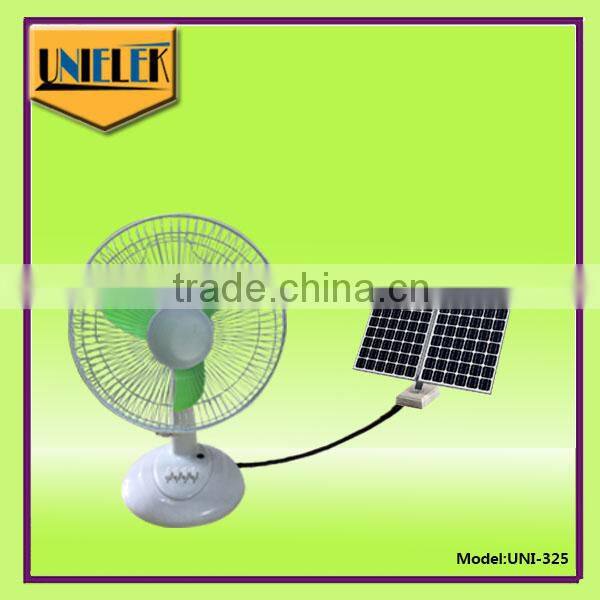 Mini solar power home system 2000RPM powerful copper motor table 12 volt rechargable fan