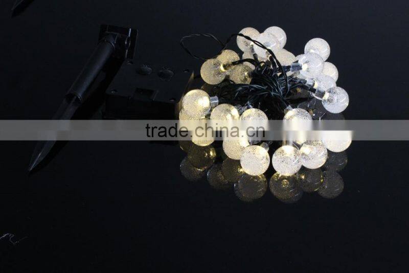 Solar Outdoor String Lights 19.7 ft 30 LED Warm White Crystal Ball Christmas Globe Lights for Garden Path, Party, Decoration