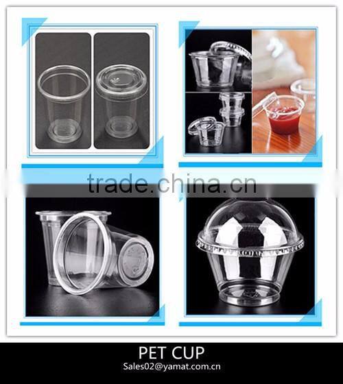 PET Clear Disposable Plastic Cup With Logo Dome Lids Plastic Pet Cup Manufacturer