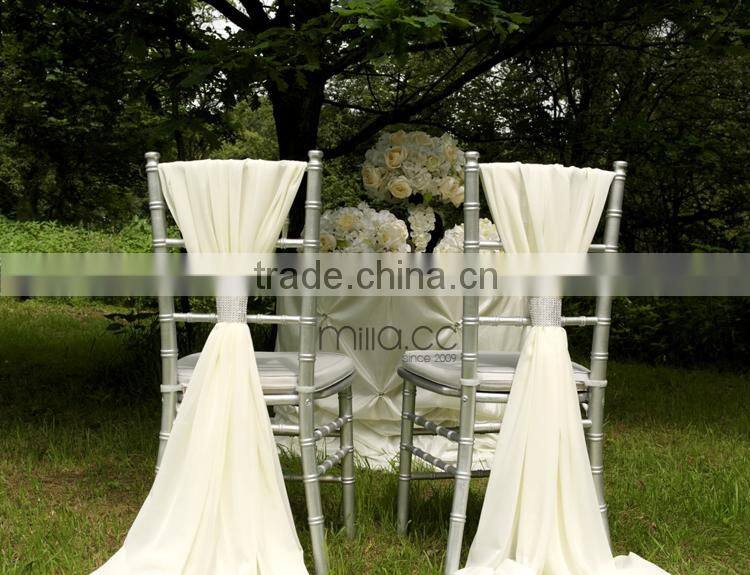 Top quality wholesale hot sale wedding chiffon chair sash wrap sash hood