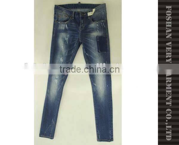 ladies jeans top design with multiple washing effects