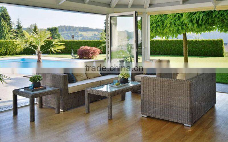 Modular wicker synthetic rattan sofa set outdoor furniture - Poly rattan sofa set-Outdoor garden chair