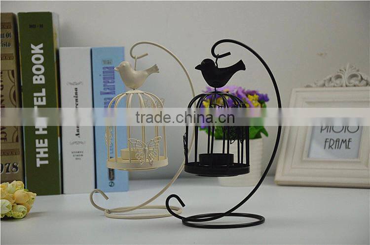2015 new design retro European-style bird cage metal decorative candle holder with butterfly