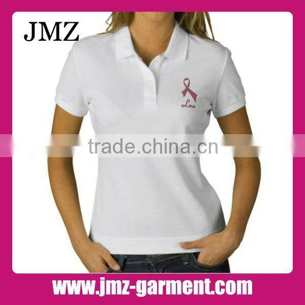 Polyester cotton womens polo shirt collar design